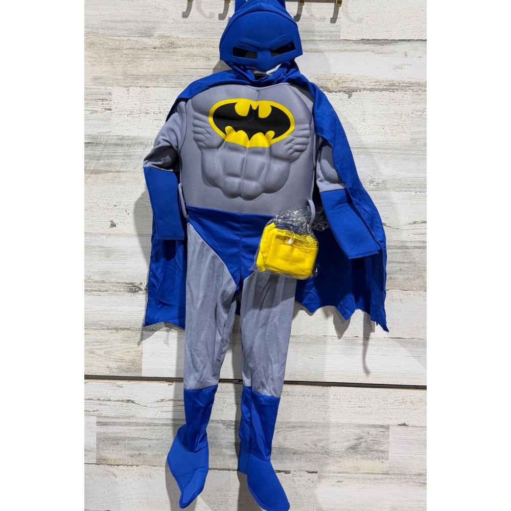 Batman Costume Toddler Boys 2-4 Blue Muscle Chest Superhero Halloween NWT